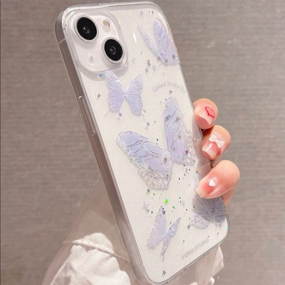 Soft flex iPhone 12 case. Clear with purple butterfly design. Lovely 💜🦋💜 - Picture 3 of 5